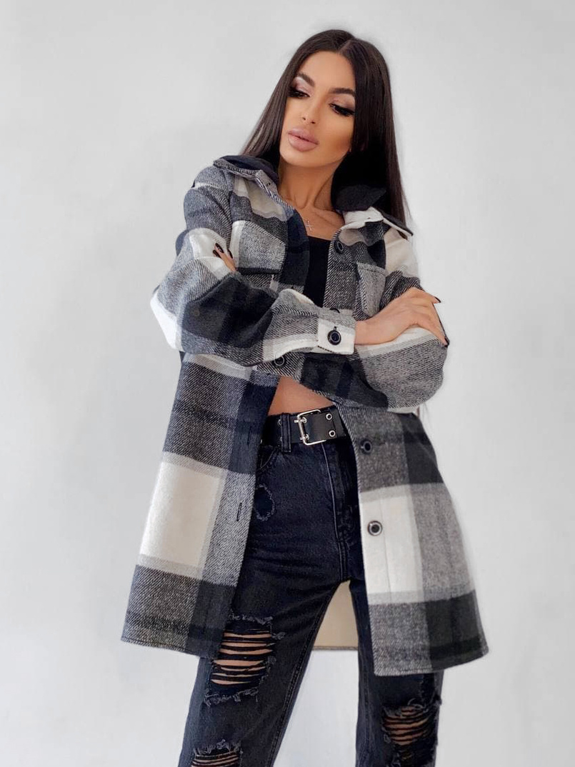 Кашемировая рубашка в клетку с капюшоном Кашемировая рубашка в клетку с капюшоном | PUSHKA SHOP