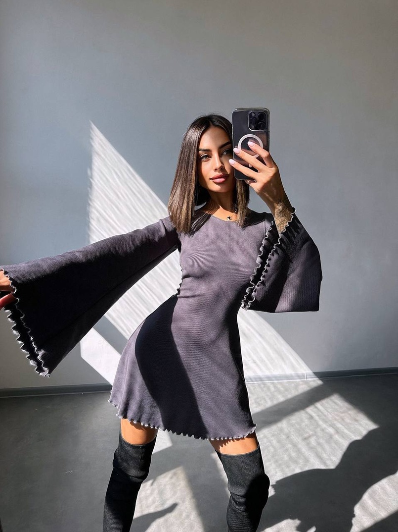 Трикотажна сукня зі шнурівкою на спинці    | PUSHKA SHOP