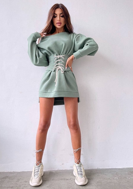 Тёплое уютное худи на флисе + корсет на шнуровке  Можно носить с корсетом и без  | PUSHKA SHOP