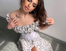 Сукня міді з розрізом в квітковий принт + прозорий корсет Сукня міді з розрізом в квітковий принт + прозорий корсет | PUSHKA SHOP