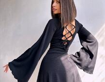 Трикотажна сукня зі шнурівкою на спинці    | PUSHKA SHOP