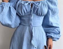 Муслінова сукня -міді з розрізом на ніжці  | PUSHKA SHOP