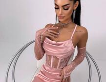 Комплект: корсет, декорований мереживом   + рукавички+ спідниця міні з драпіруванням   | PUSHKA SHOP