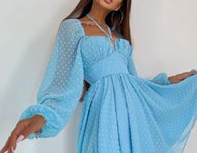 Шифоновое платье с завязками на груди  | PUSHKA SHOP