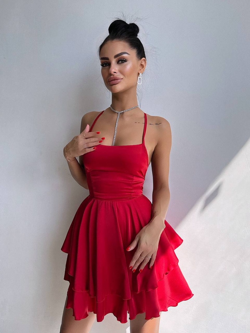 Шовкова сукня  з пишною спідницею та шнурівкою   | PUSHKA SHOP