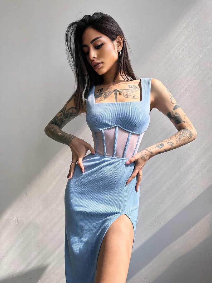 Сукня-міді  з елементами корсету   | PUSHKA SHOP