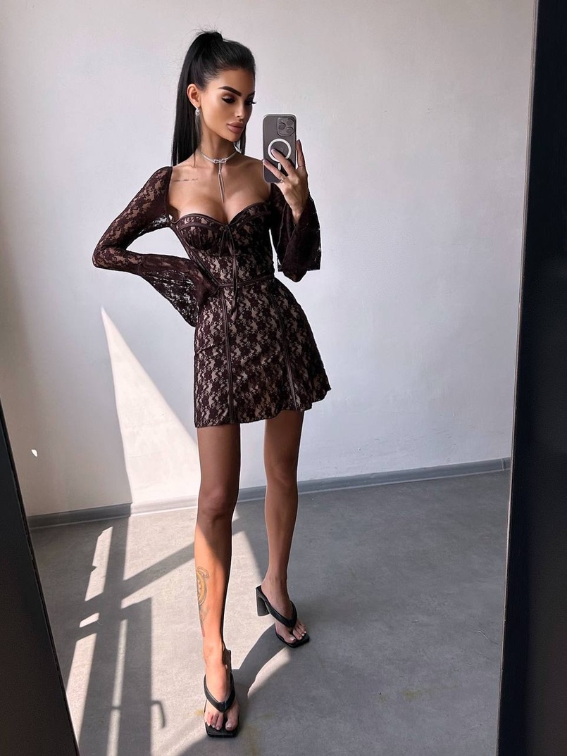 Мереживна сукня міні з чашечками    | PUSHKA SHOP