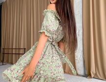 Цветочное платье с пышной юбкой и оборками | PUSHKA SHOP