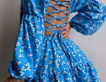 Сукня з квітковим принтом з воланами на ґудзиках  Сукня з квітковим принтом з воланами на ґудзиках  | PUSHKA SHOP