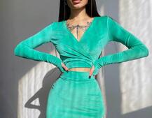 Оксамитовий комплект, декорований бахромою зі страз | PUSHKA SHOP