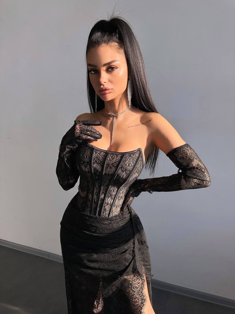 Мереживна сукня максі з рукавичками  | PUSHKA SHOP