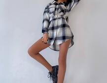 Кашемировое платье-рубашка в клетку Кашемировое платье-рубашка в клетку | PUSHKA SHOP