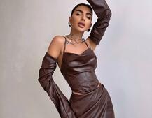 Комплект з еко шкіри: корсет з чашечками+ спідниця міні Комплект з еко шкіри: корсет з чашечками+ спідниця міні | PUSHKA SHOP