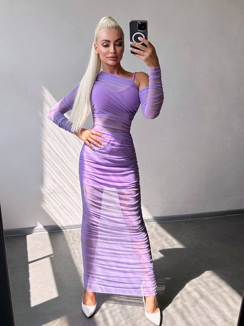 Сукня міді з драпіруванням   | PUSHKA SHOP