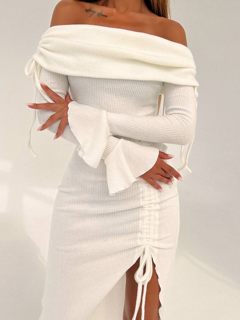 Трикотажна сукня міді з хомутом   | PUSHKA SHOP