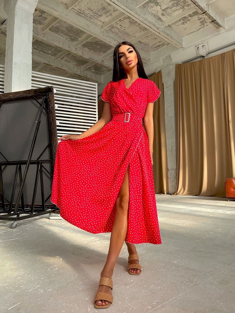 Платье-миди в горошек Платье-миди в горошек | PUSHKA SHOP