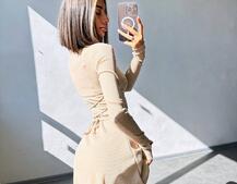 Трикотажна сукня міні  зі шнурівкою на спинці    | PUSHKA SHOP