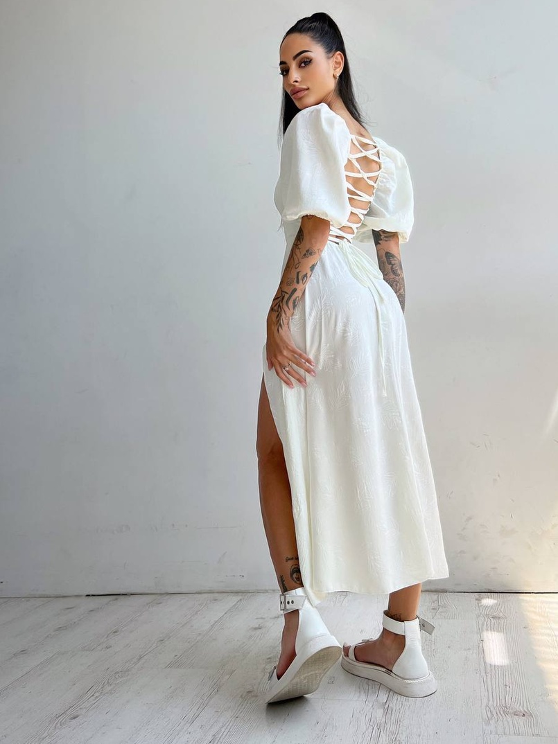 Улюблена сукня міді зі шнурівкою на спинці в нових кольорах Улюблена сукня міді зі шнурівкою на спинці в нових кольорах | PUSHKA SHOP