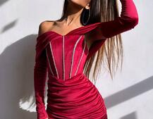 Оксамитова корсетна сукня міні, декорована стразами Ручна робота Оксамитова корсетна сукня міні, декорована стразами Ручна робота | PUSHKA SHOP