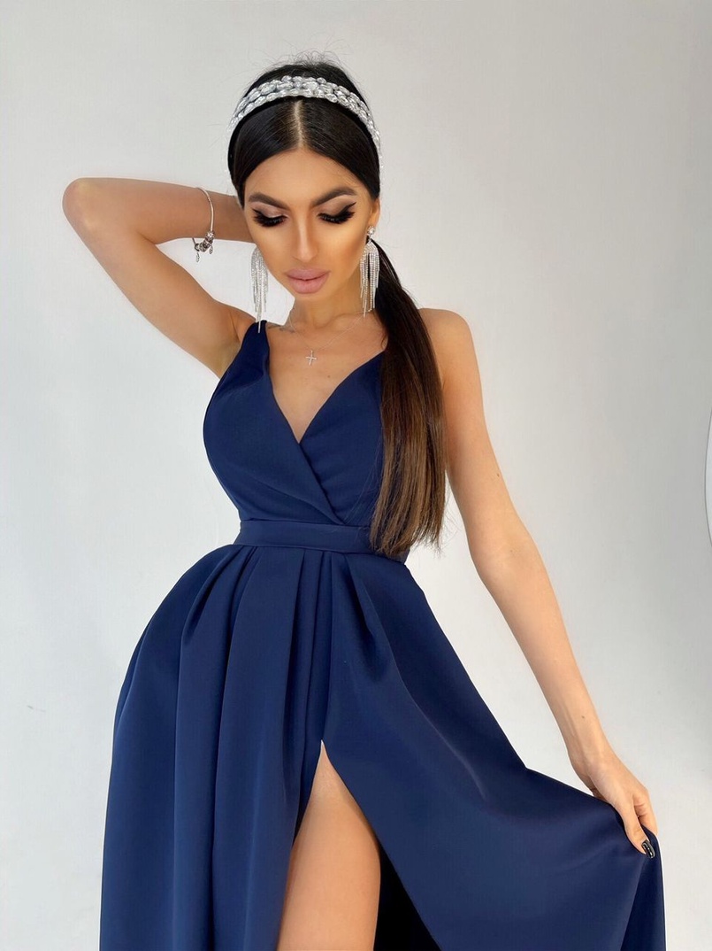 Платье макси с разрезом на юбке и запахом на груди   | PUSHKA SHOP