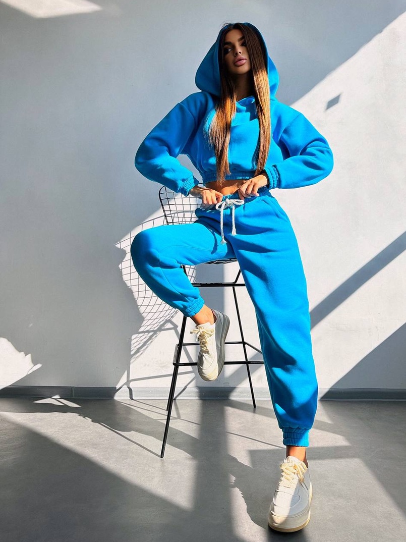 Базовий костюм на флісі з об'ємними капюшоном | PUSHKA SHOP