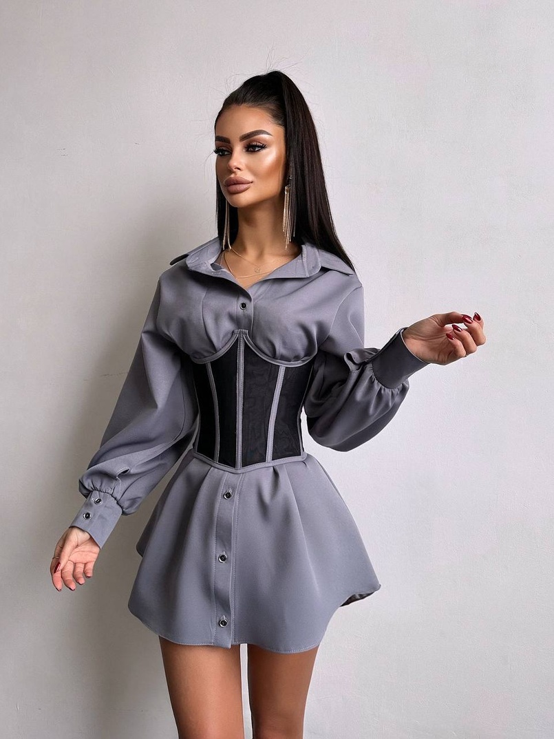 Приталена сорочка + корсет  | PUSHKA SHOP