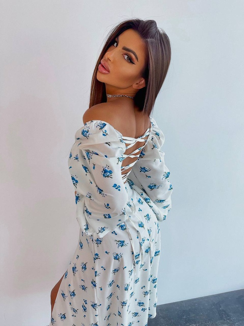 Сукня -міді зі шнурівкою на спинці та розрізом на ніжці | PUSHKA SHOP