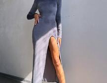 Оксамитова сукня з розрізом, декорована стразами. | PUSHKA SHOP