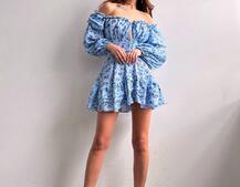 Сукня з квітковим принтом з воланами на ґудзиках  | PUSHKA SHOP