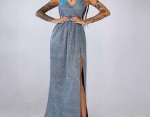 Блестящее платье-макси с разрезом Блестящее платье-макси с разрезом | PUSHKA SHOP