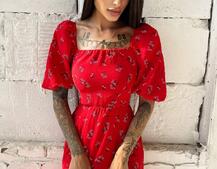 Платье миди со шнуровкой на спинке  Платье миди со шнуровкой на спинке  | PUSHKA SHOP