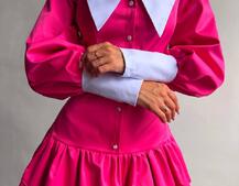 Котонова сукня з рюшами на гудзиках зі шнурівкою на спинці | PUSHKA SHOP