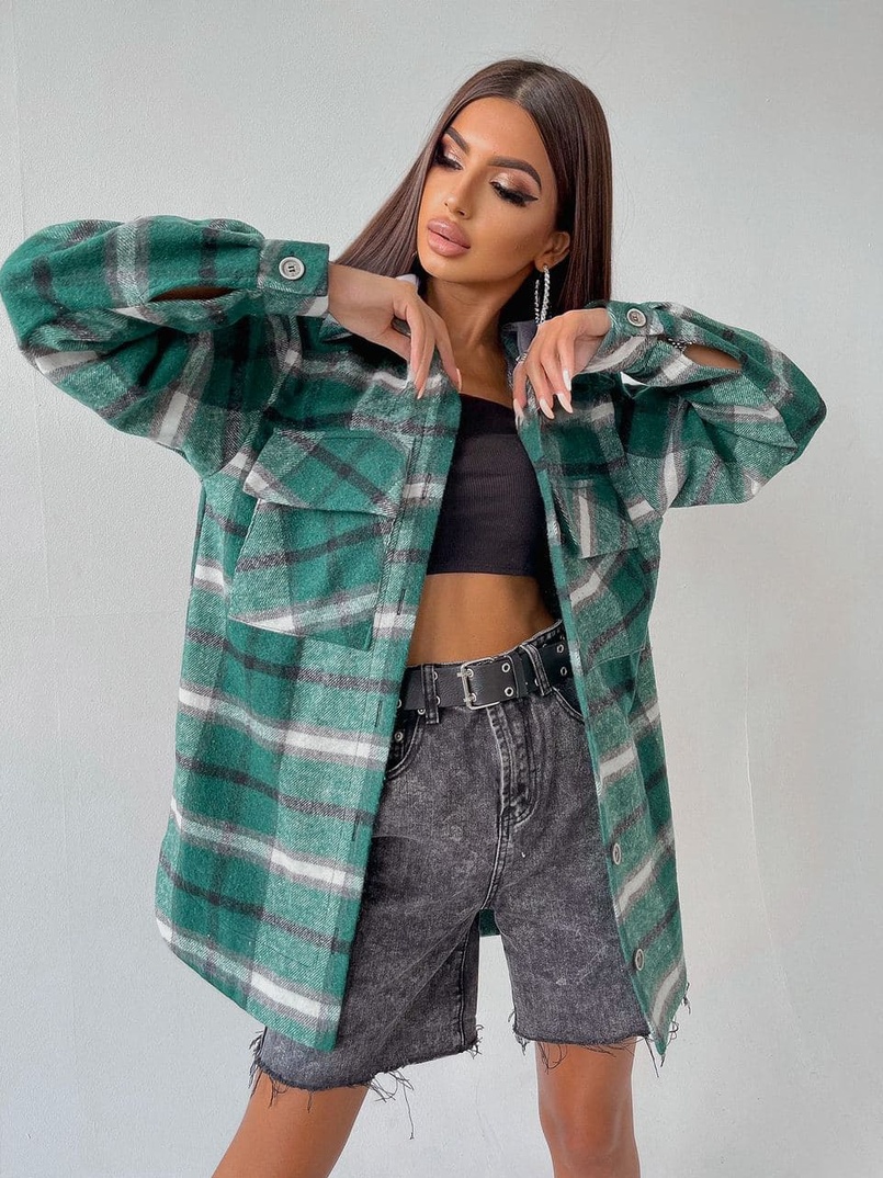 Кашемировая рубашка в клетку с капюшоном  | PUSHKA SHOP