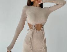 Трикотажное облегающее платье с завязками  Трикотажное облегающее платье с завязками  | PUSHKA SHOP