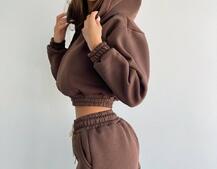 Базовый костюм на флисе с объемными капюшоном  Базовый костюм на флисе с объемными капюшоном  | PUSHKA SHOP