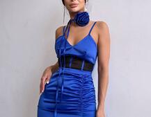 Сукня - міні з драпіруванням та трояндою-чокером | PUSHKA SHOP