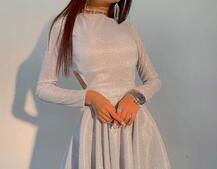 Блискуча сукня міні з відкритою спиною  Блискуча сукня міні з відкритою спиною  | PUSHKA SHOP