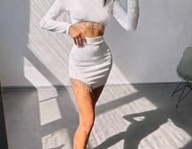 Оксамитовий комплект, декорований бахромою зі страз | PUSHKA SHOP