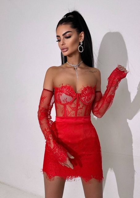 Мереживний комплект: корсет + спідниця   | PUSHKA SHOP