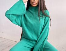 Повсякденний костюм із теплого трикотажу-рубчика | PUSHKA SHOP