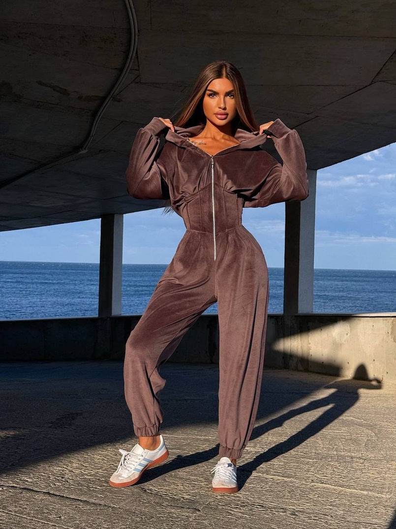 Велюровий комбінезон з елементами корсету | PUSHKA SHOP