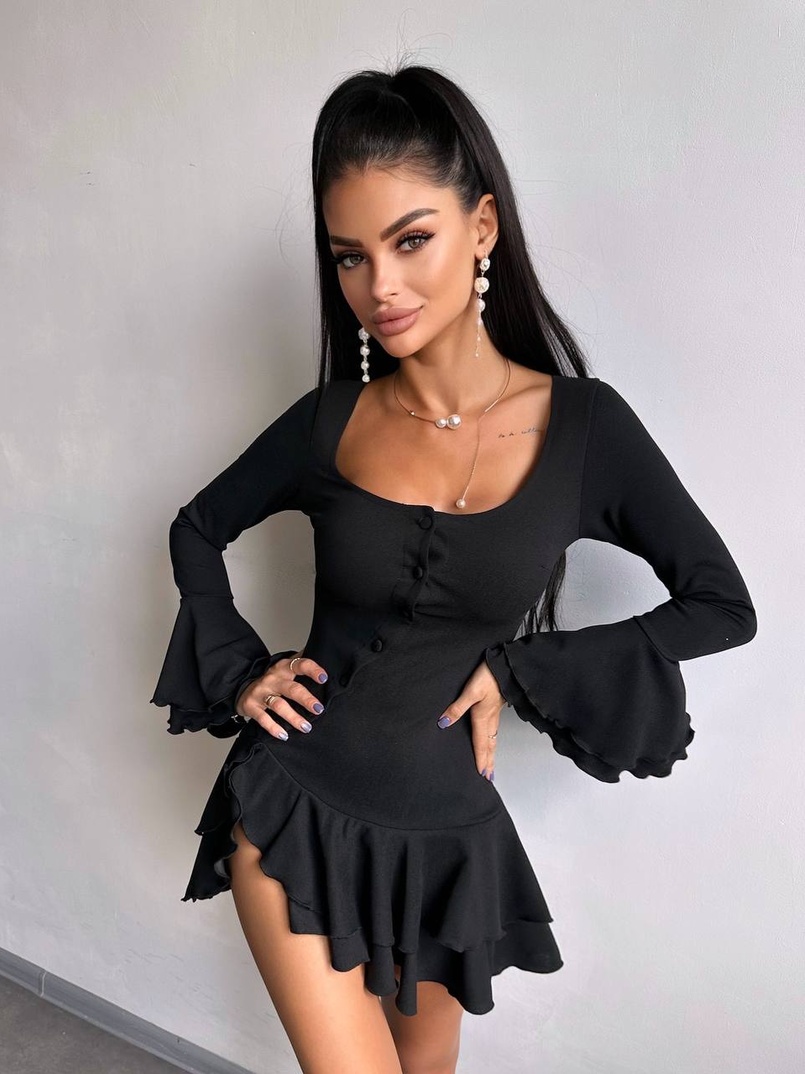 Сукня з з воланами на ґудзиках  | PUSHKA SHOP