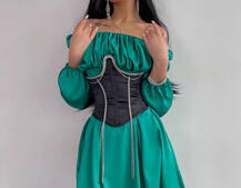 Приталена сукня з шовку  + корсет декорований стразами  Ручна робота  | PUSHKA SHOP