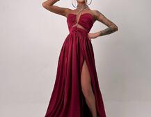 Атласна сукня максі із шнуром зі стразами  | PUSHKA SHOP