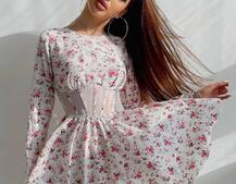 Приталена сукня з корсетною вставкою та спідницею-сонцем | PUSHKA SHOP