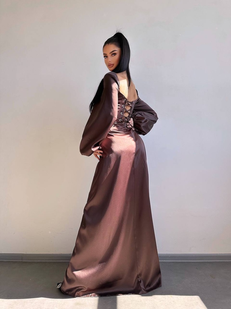 Атласний комплект: корсет + спідниця  максі з драпіруванням | PUSHKA SHOP