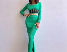 Трикотажний комплект: топ з елементами корсету та спідниця з розрізами  | PUSHKA SHOP