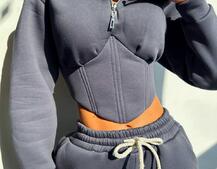 Комплект на флісі : худі з елементами корсету + штани  Комплект на флісі : худі з елементами корсету + штани  | PUSHKA SHOP