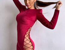 Оксамитова сукня  зі шнурівкою та підплічниками  | PUSHKA SHOP