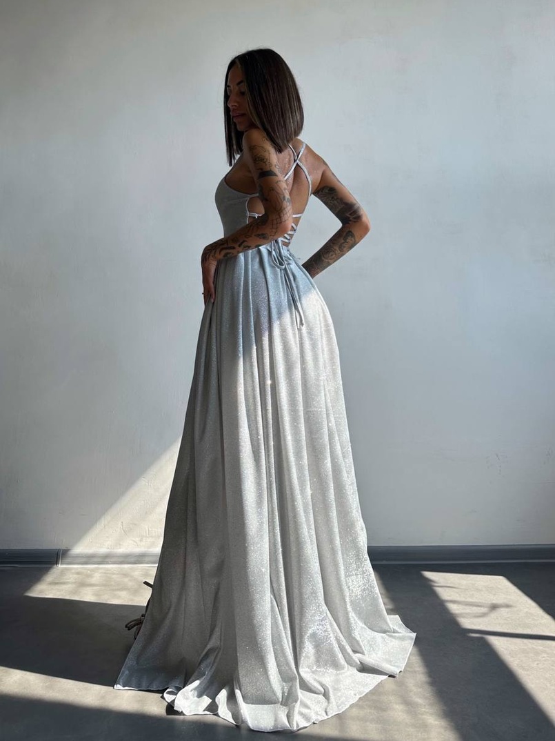 Сяюча сукня максі  зі шнурівкою на спинці | PUSHKA SHOP